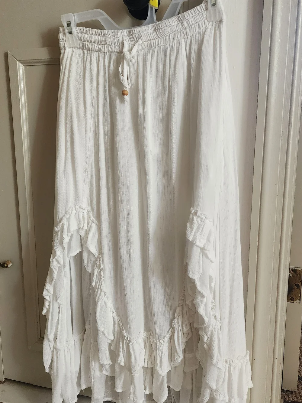 Molly Green White Ruffle Maxi Skirt